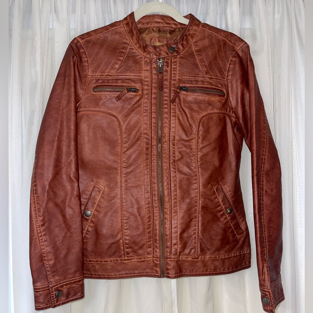 Brown Faux Leather Jacket
